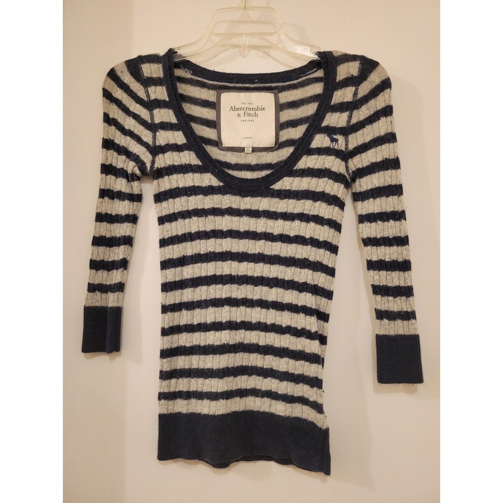 Y2K Abercrombie & Fitch Navy White Striped Knit Sweater Bella Swan Twilight‎ XS